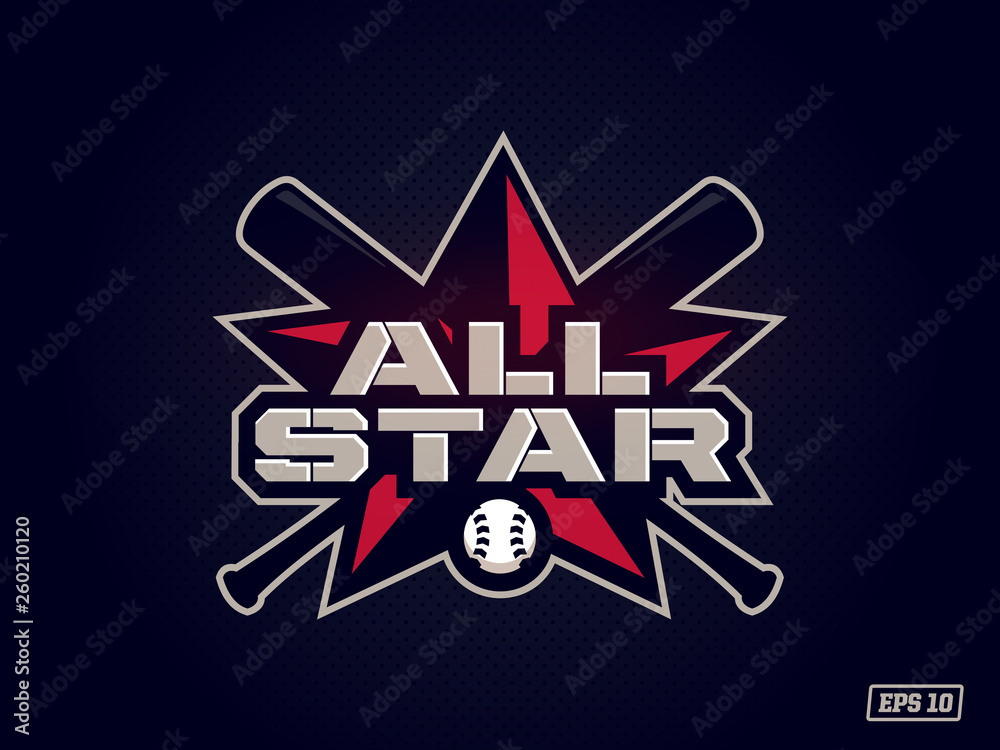 © ILYA - Modern professional emblem all star for baseball game in red theme © ILYA - Modern professional emblem all star for baseball game in red theme