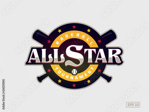 Modern professional emblem all star for baseball game in yellow theme