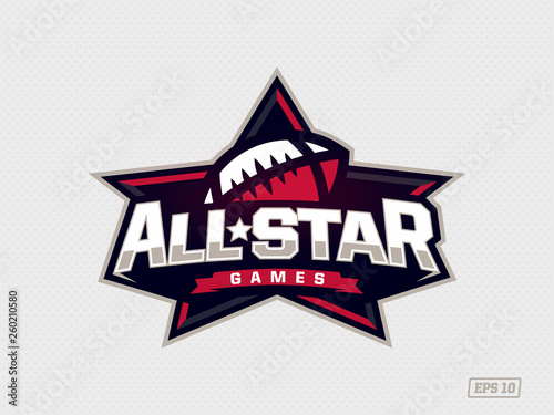 Modern professional emblem all star for american football game in red theme