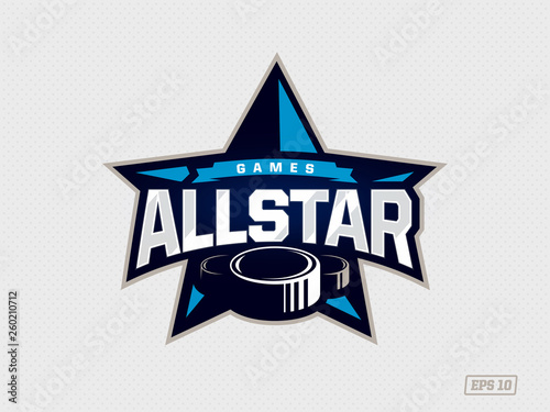 Modern professional emblem all star for hockey game in blue theme