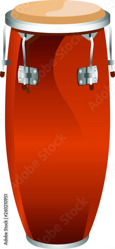 Realistic vector image of conga drum percussion music instrument.