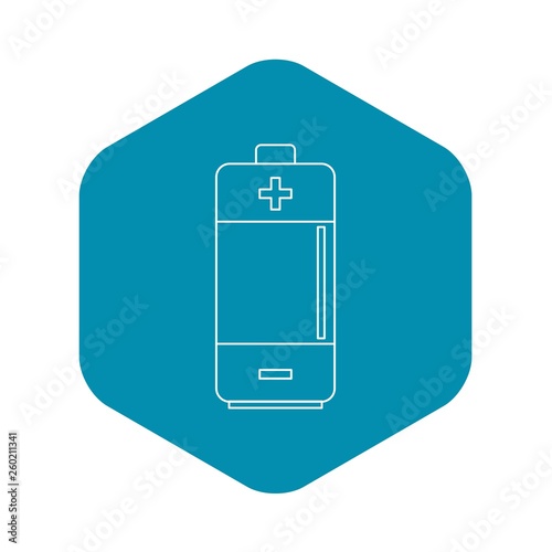 Battery icon. Outline illustration of battery vector icon for web