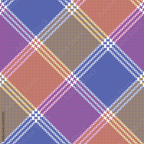 Color mosaic plaid pixel seamless pattern