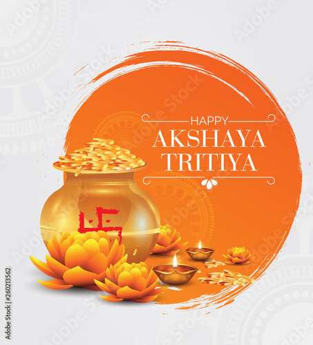 Happy Akshaya Tritiya Festival Greeting Background Design Vector Illustration