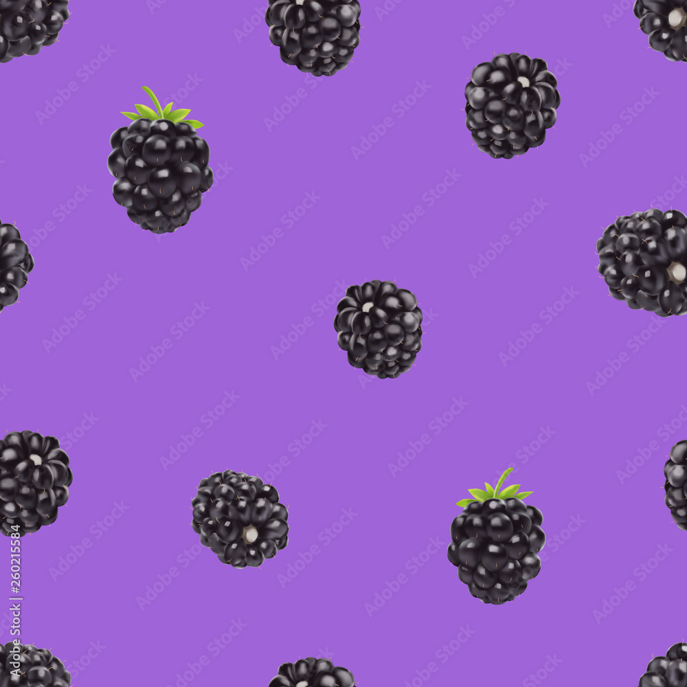 Blackberry seamless pattern. 3d realistic vector berries. Blackberry seamless pattern. 3d realistic vector berries.