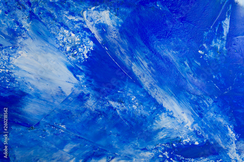 Artistic abstract oil white and blue painted background. Texture, backdrop.