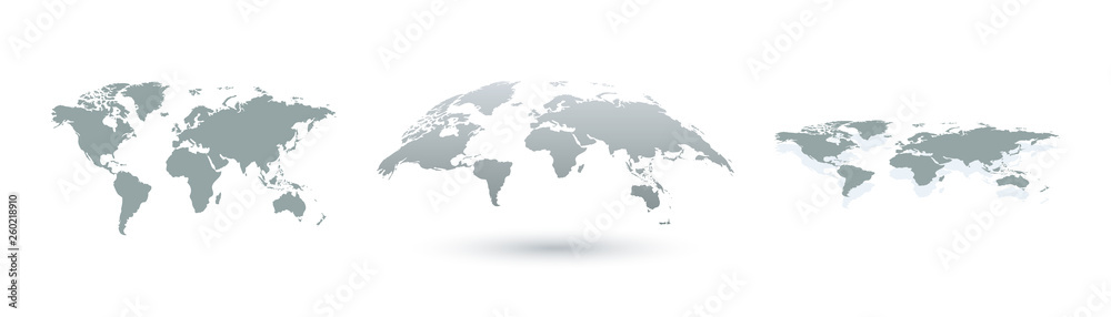 Earth maps. World maps. Earth map in three design. Earth icons Earth maps. World maps. Earth map in three design. Earth icons