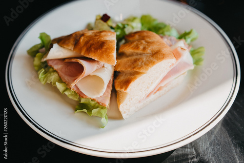 ham cheese sandwich with salad