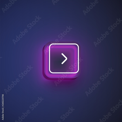 Colorful neon 'next' button with an arrow for websites or online usage, vector illustration
