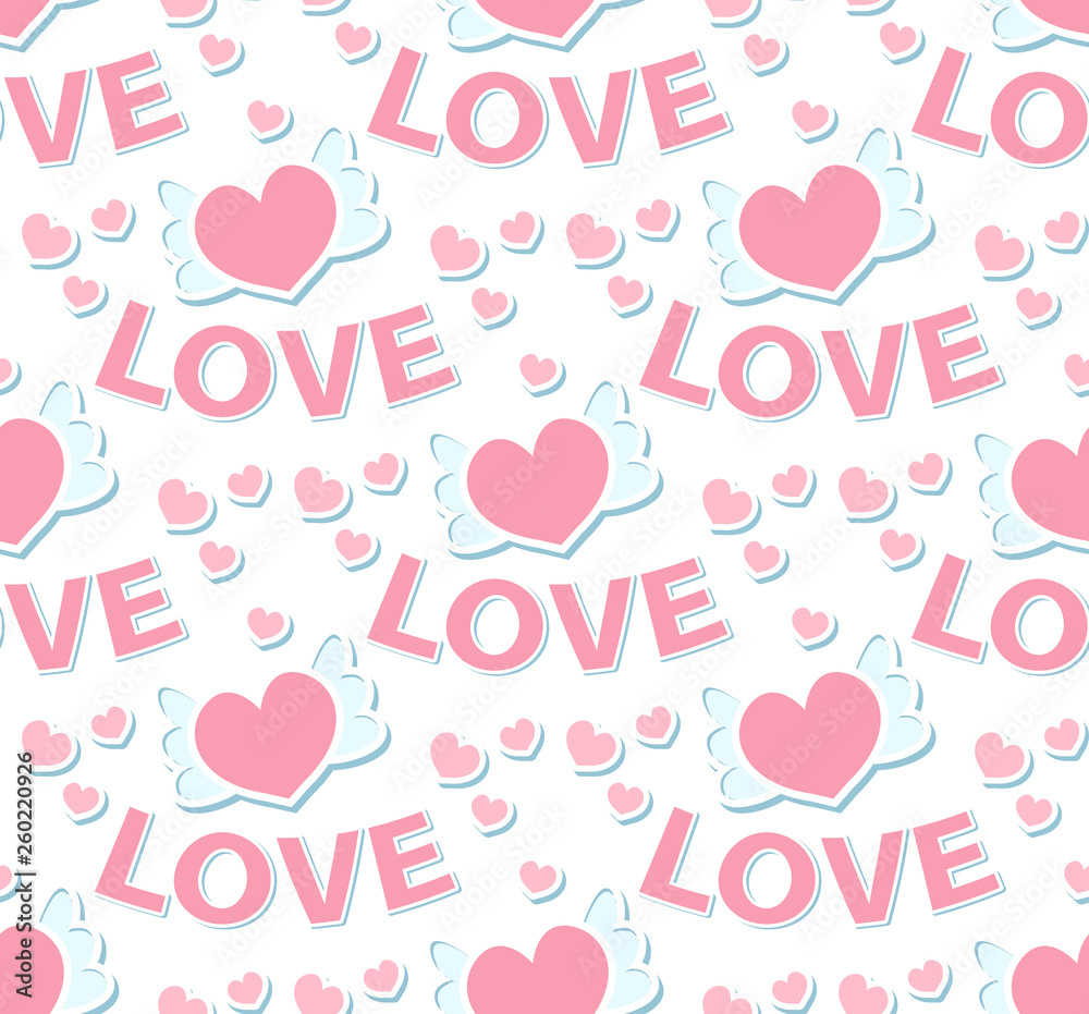 Love seamless pattern. Valentine's Day endless texture, background. Vector illustration.