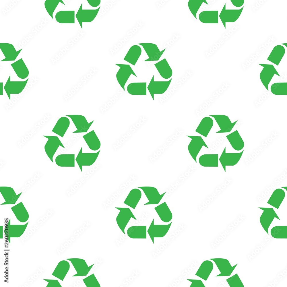 The sign of the three arrows, means recycling. Seamless Wallpaper pattern.  The ability to stretch to any size in all directions without loss of quality.  Vector illustration.  