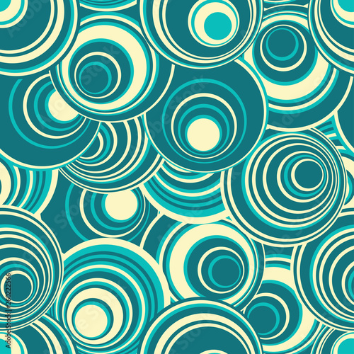 geometric seamless pattern concentric circles in blue ivory