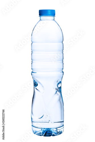 Water in bottle isolated on white background.