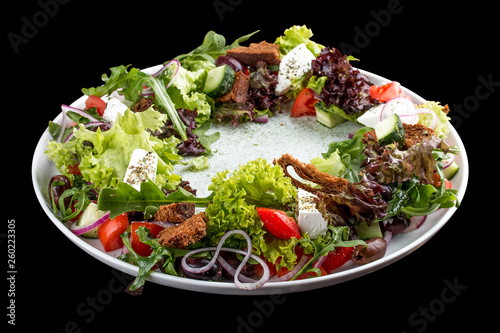 Greek salad on dark background