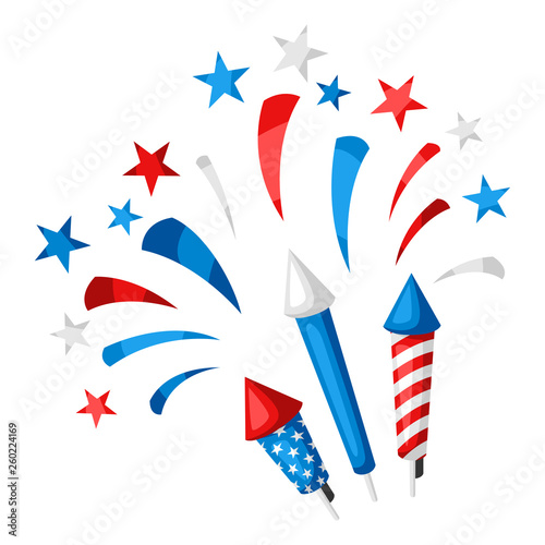 Background with bright colorful fireworks and salute.