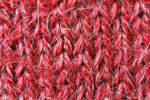 Hand-knitted wool knitted fabric close-up