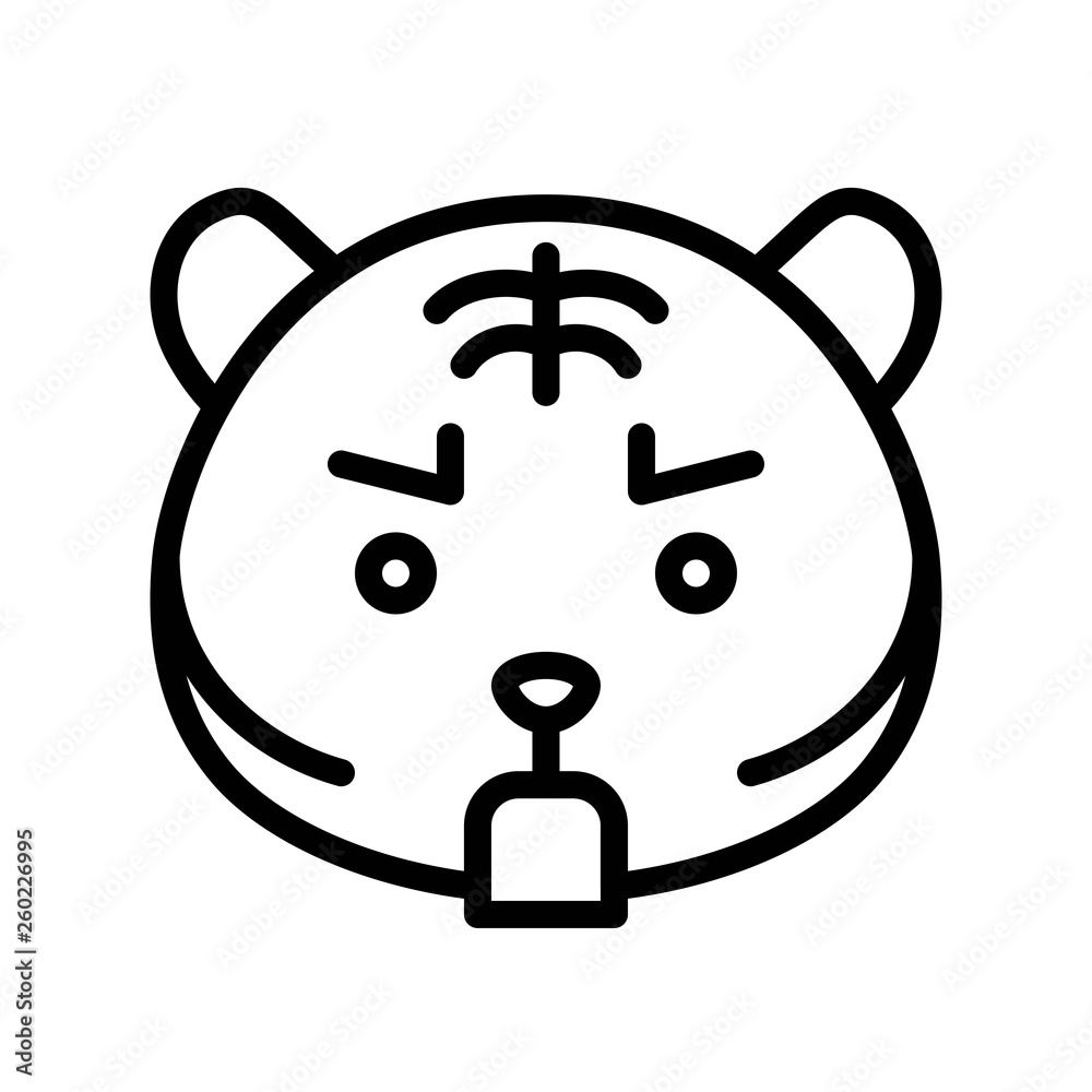 Cute Tiger emoticon, line style vector illustration Cute Tiger emoticon, line style vector illustration