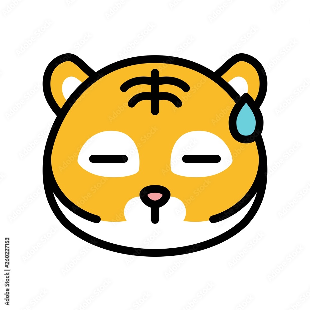 Tiger emoticon vector, filled style editable stroke