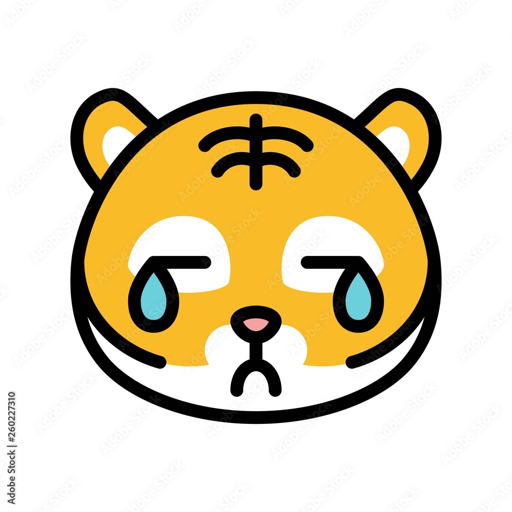 Tiger emoticon vector, filled style editable stroke Tiger emoticon vector, filled style editable stroke