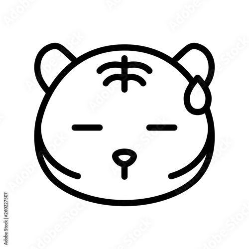 Cute Tiger emoticon, line style vector illustration photo