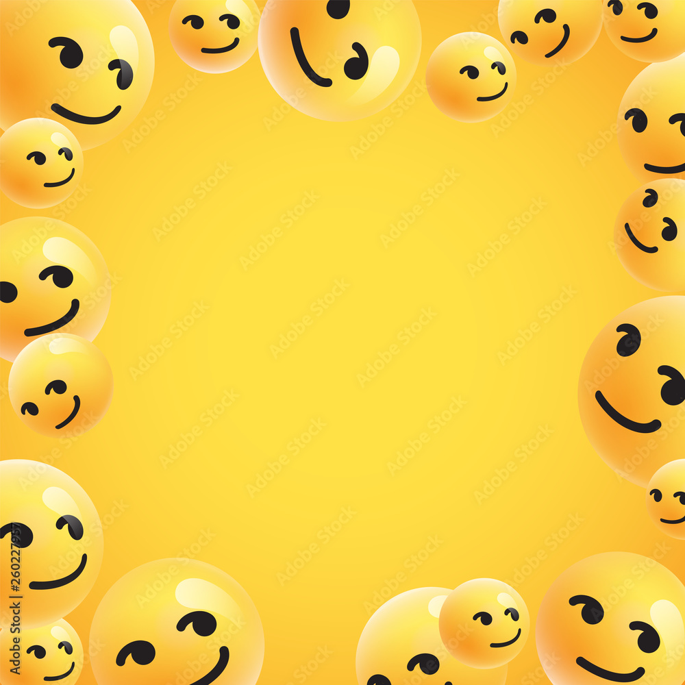 Fototapeta premium Group of high detailed yellow emoticons, vector illustration