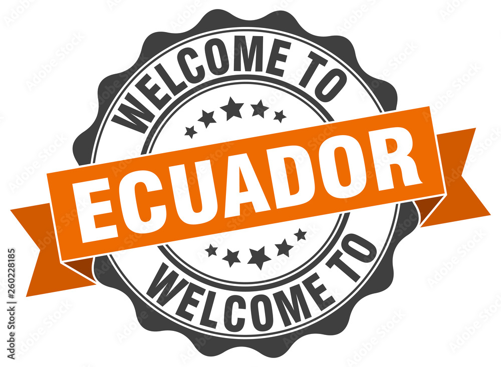 Fototapeta premium Ecuador round ribbon seal