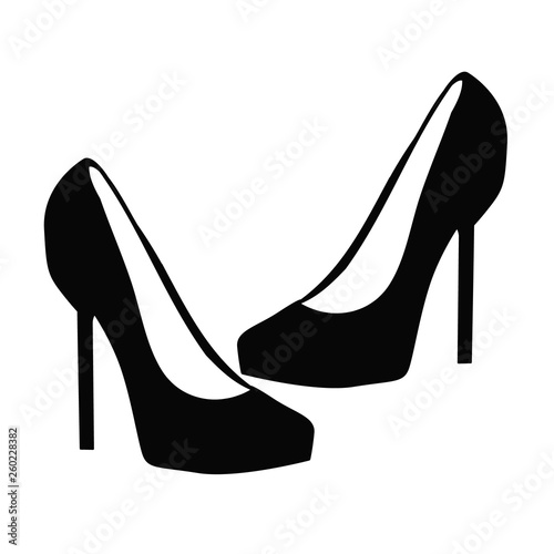  isolated black white silhouette shoes