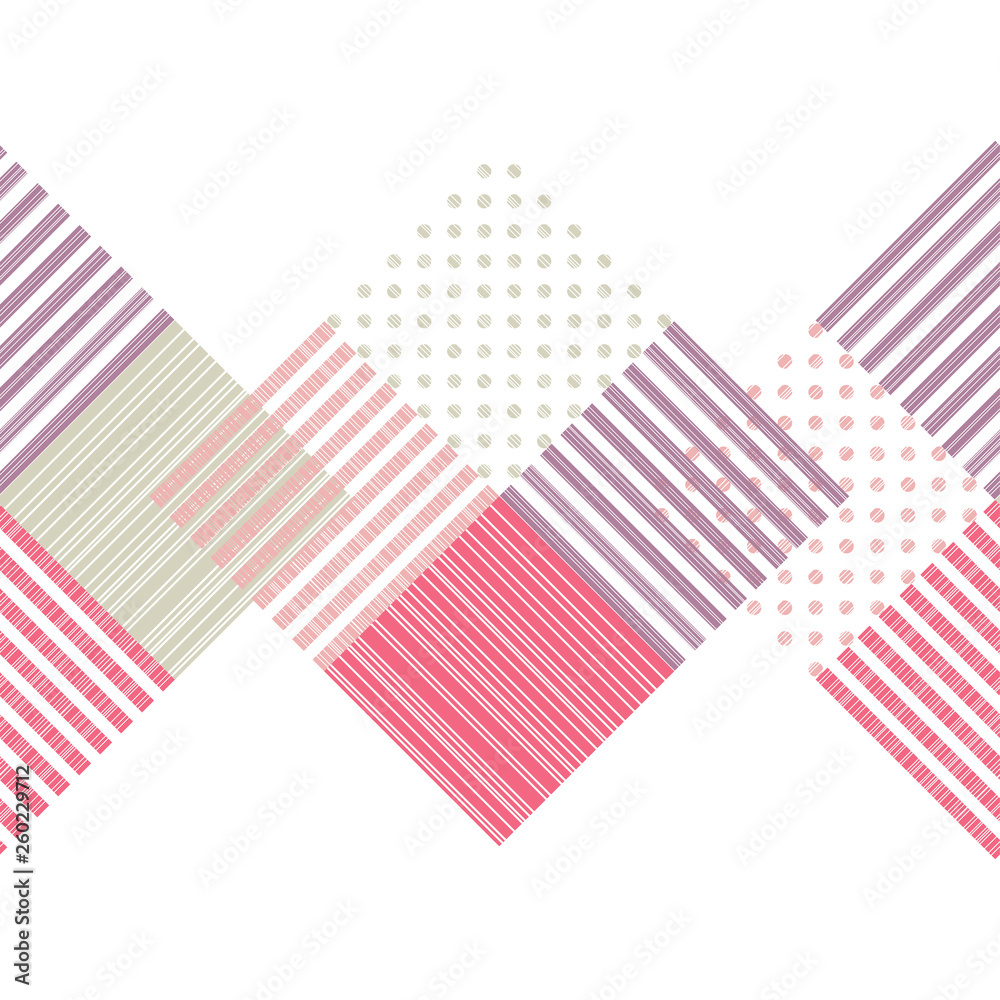 Trendy seamless pattern designs. A mosaic of stripes and polka dots with the old texture. Vector geometric background. Can be used for wallpaper, textile, invitation card, wrapping, web page backgroun Trendy seamless pattern designs. A mosaic of stripes and polka dots with the old texture. Vector geometric background. Can be used for wallpaper, textile, invitation card, wrapping, web page backgroun