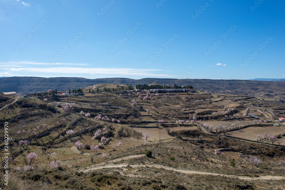 Path through the mountain next to the town of Morella