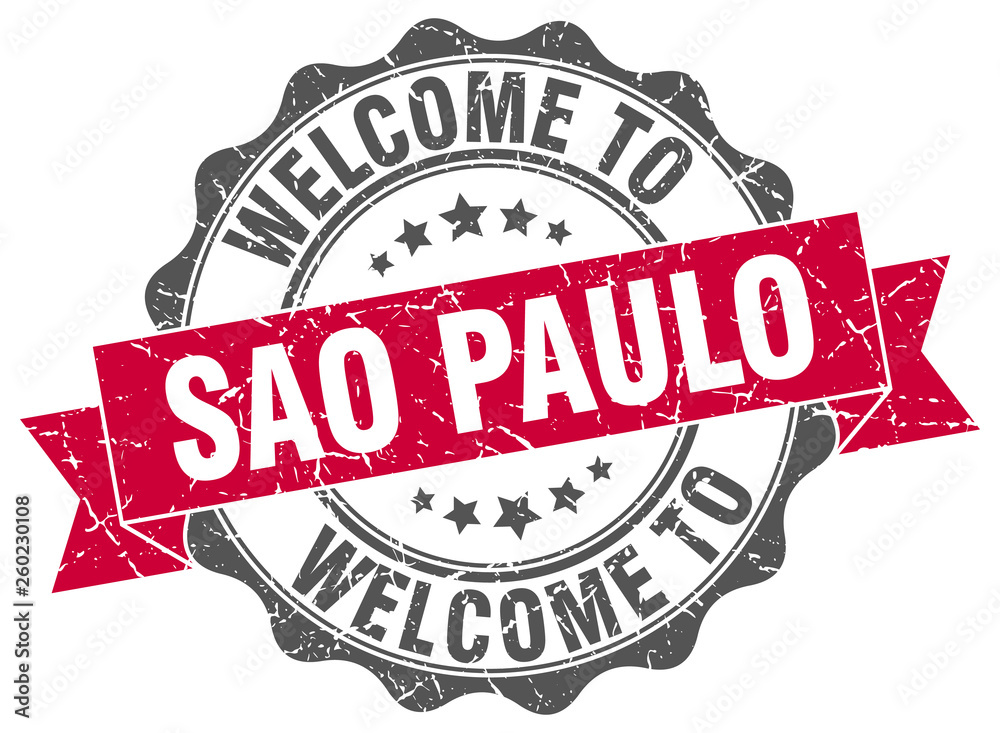 Obraz premium Sao Paulo round ribbon seal
