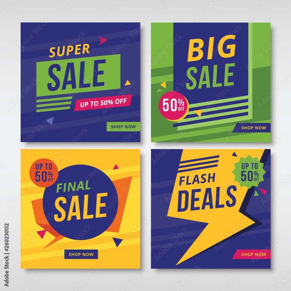 Set of promotion square banners. Vol.1