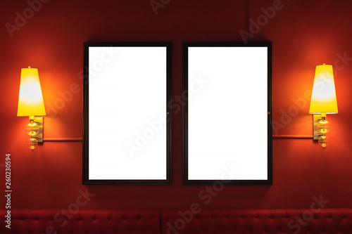 Movie poster cinema light box or Display frame cinema lightbox or billboards with white blank space.