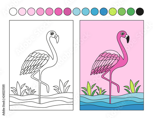 Cute Coloring Motive. Book Page with Color Concept.