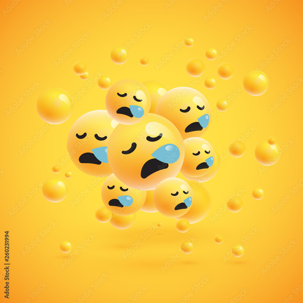 Group of high detailed yellow emoticons, vector illustration Group of high detailed yellow emoticons, vector illustration