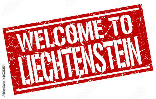 welcome to Liechtenstein stamp