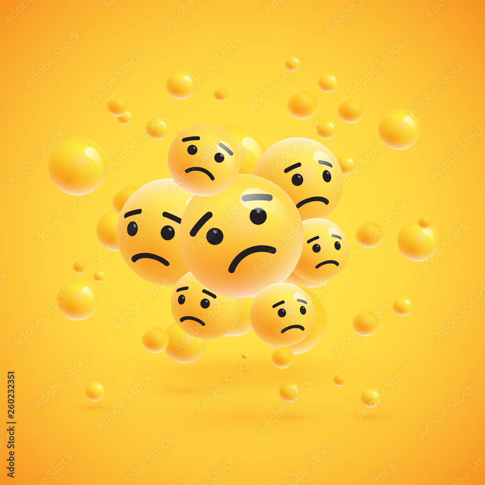 Fototapeta premium Group of high detailed yellow emoticons, vector illustration