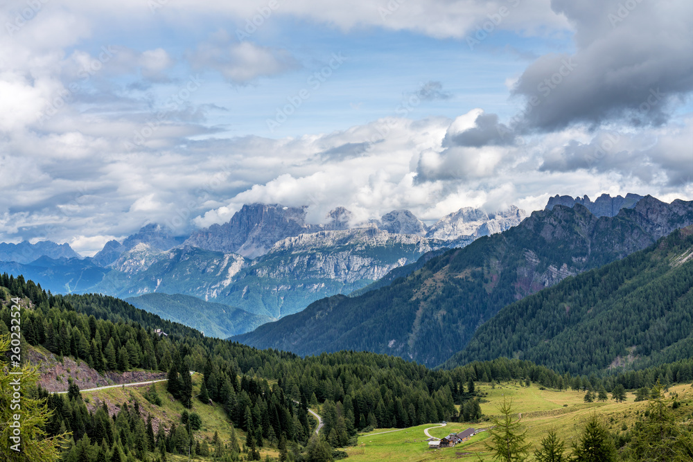Views of the Val di Fassa in the Dolomites, Trentino Alto Adige, Italy