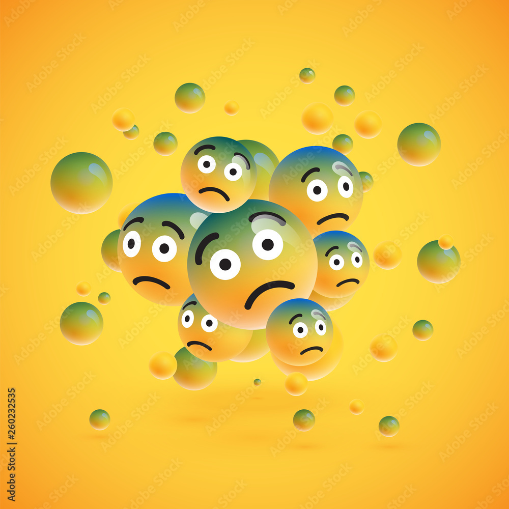 Naklejka premium Group of high detailed yellow emoticons, vector illustration