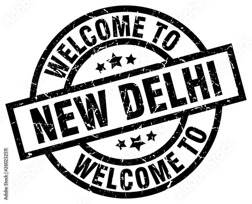 welcome to New Delhi black stamp