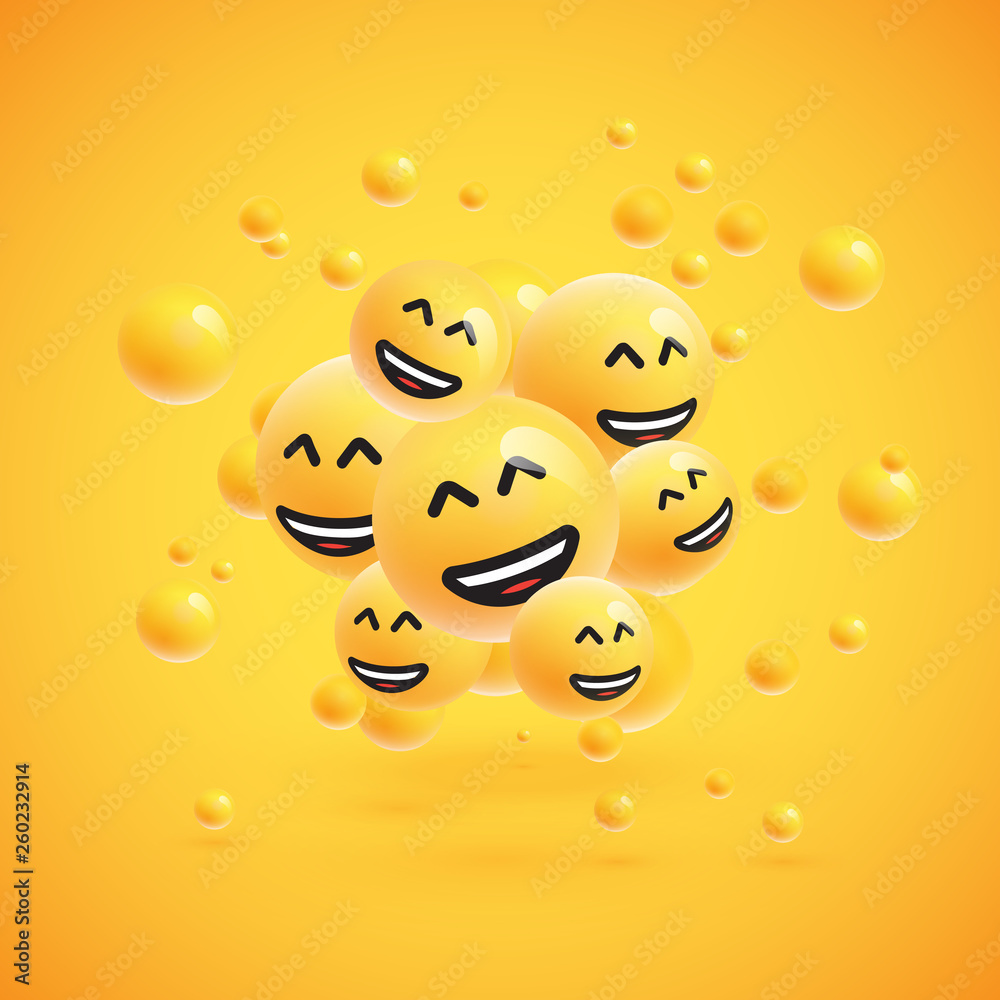 Fototapeta premium Group of high detailed yellow emoticons, vector illustration