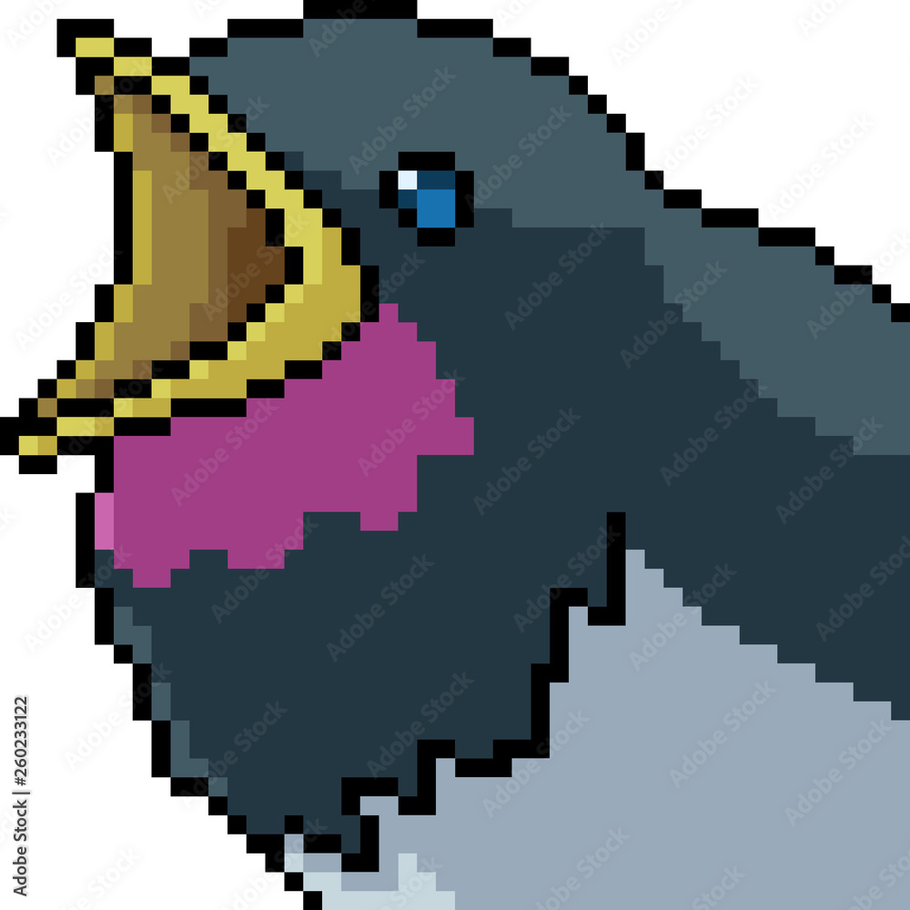 vector pixel art bird head vector pixel art bird head