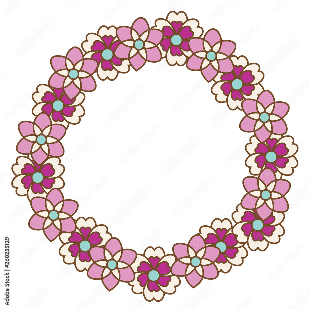 Flower wreath. Isolated clip art. Vector illustration