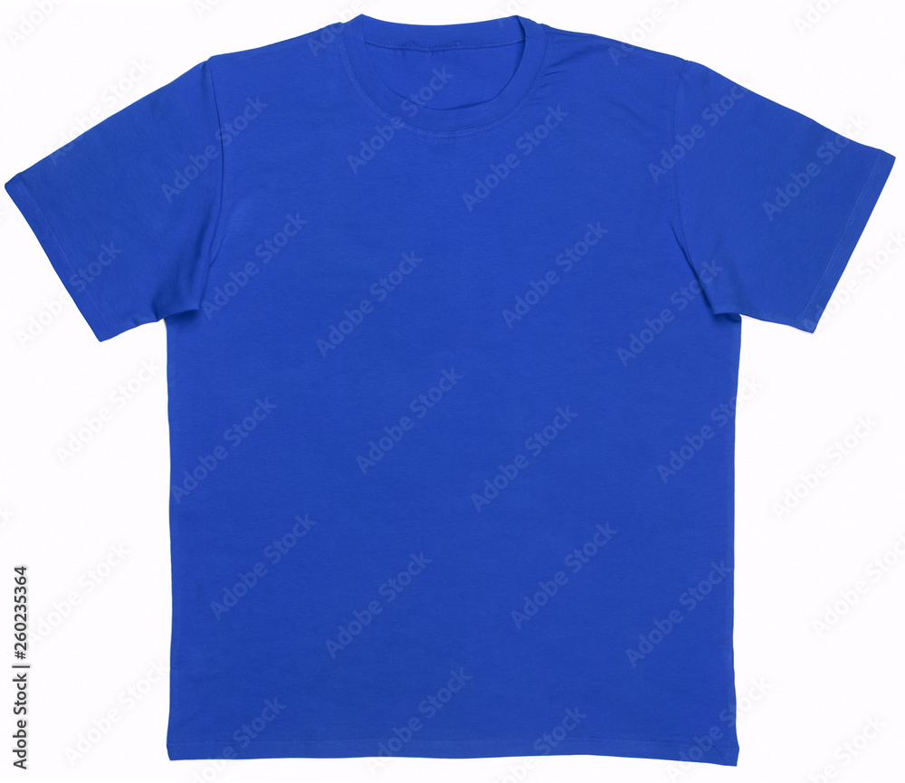 Blue shortsleeve cotton tshirt template isolated on white Blue shortsleeve cotton tshirt template isolated on white