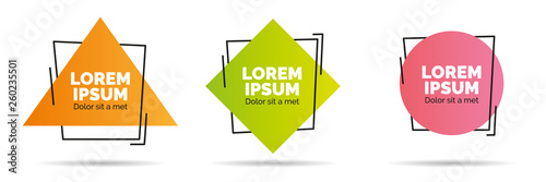 Set of modern abstract vector banners. Geometric shapes of different colors with black outline design - Vector