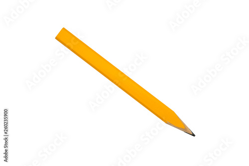 yellow carpenter flat pencil, isolated on white