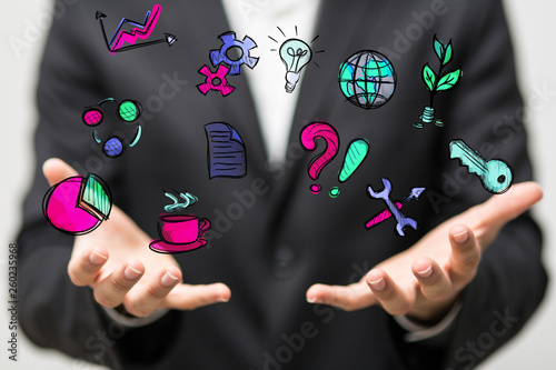 managment business icons in...