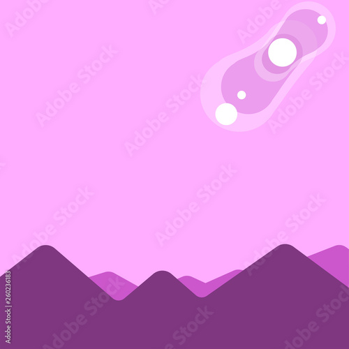 View of Colorful Mountains and Hills with Lunar and Solar Eclipse Happening Design business concept Empty template copy space text for Ad website isolated