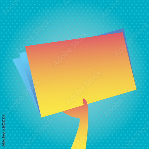 Hand Holding and Raising Blank Space Colorful File Folder with Sheet Inside Business concept Empty template copy space isolated Posters coupons promotional material