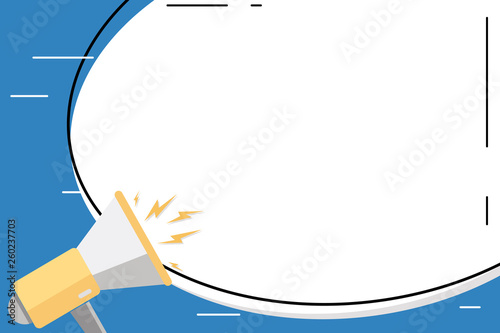 Blank White Huge Oval Shape Sticker and Megaphone Shouting with Volume Icon Business Empty template for Layout for invitation greeting card promotion poster voucher