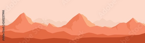 Silhouette mountain panorama skyline wit nature wildlife landscape backgrounds. Wildlife mountain silhouette, skyline panorama vector concept